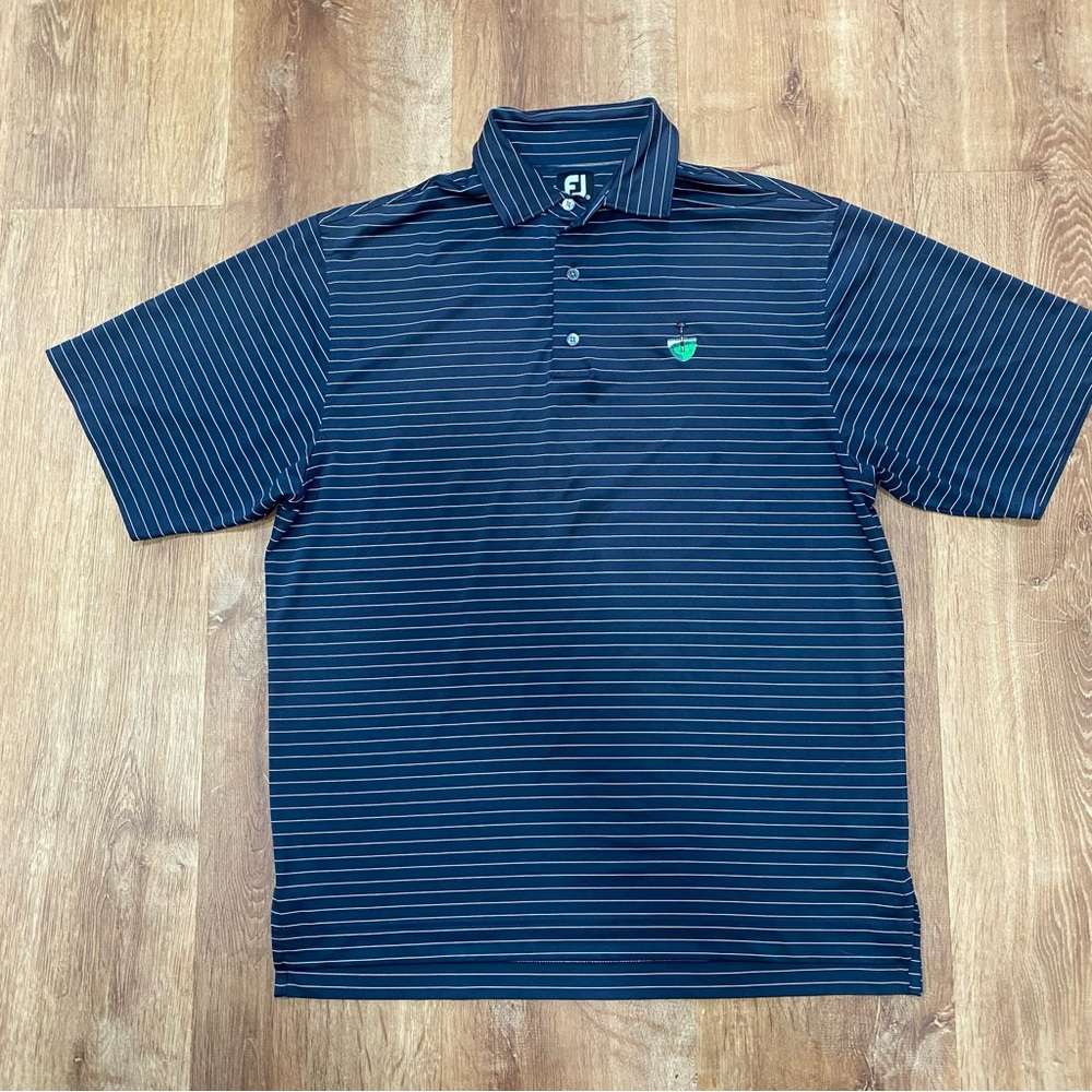 FootJoy Dark Blue Polo with Pinstripes and Golf Logo Mens size Medium